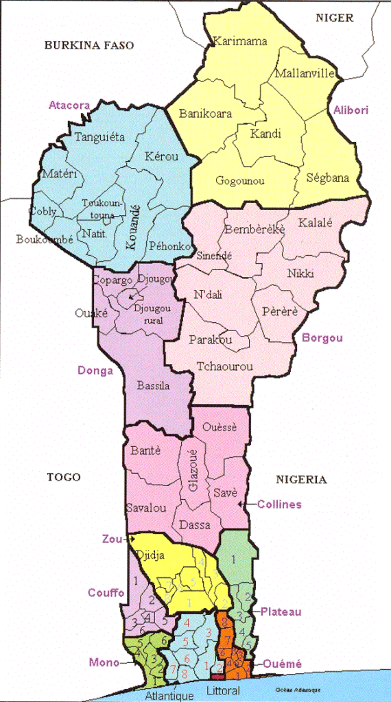 Galerie carte regions benin